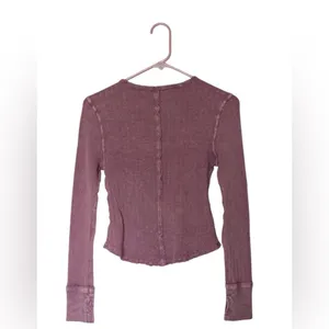 Altar’d State Waffle Knit Thermal Long Sleeve Top Mauve Women’s Large‎ thumbnail 6