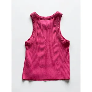 Aerie‎ Womens Hot Pink Ribbed High Neck Tank Top Cropped Racerback XS thumbnail 2