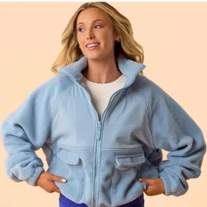 NWT! Blogilates Women's Bonfire Fleece Full Zip Jacket - Light Blue Size XS thumbnail 6