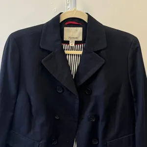 Facconable Linen Cotton Blend Double Breasted Minimalist Women's Blazer Jacket M Black Size M thumbnail 4