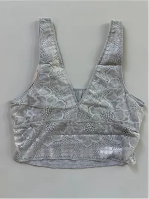 Lot of 3 Size M aerie Best Lace Longline Bralette Top in Heather Grey thumbnail 2