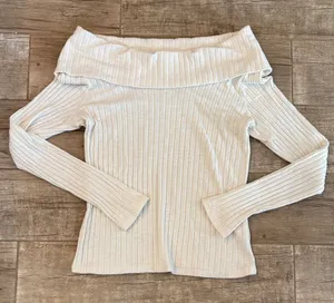 Michael Stars Off-Shoulder Ribbed Sweater - Cream thumbnail 1