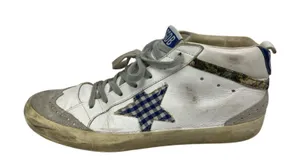 Golden Goose Mid Star Women's White Blue Lace-Up Mid-Top Sneakers Shoes Size 8.5 thumbnail 1