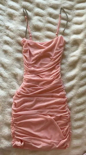 Lucy in the sky coral sparkle straps mini dress thumbnail 1