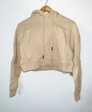 LVLS Levels Embossed Cropped Hoodie in Nude thumbnail 1