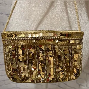 Magid Gold Beaded Sequin Evening Bag NWT thumbnail 2
