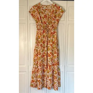 Kilig Amazon yellow floral smocked midi dress small thumbnail 4