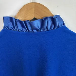 Vtg Sears At Home Wear Robe Womens Sz M Royal Blue‎ Ruffle Trim Long thumbnail 8