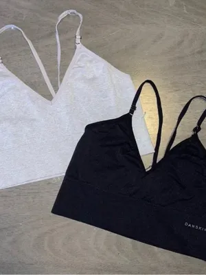 Danskin Longline Bralette Set - Grey & Black thumbnail 1