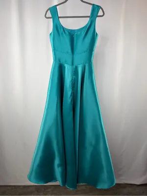 Madison James 22-722M Modest Prom Dress Gown in Peacock‎ Teal Size 4 thumbnail 3