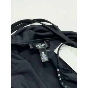 AQUA Swimwear One Piece Swimsuit Black Extra Small Rhinestone Trim‎ Detail NEW thumbnail 6