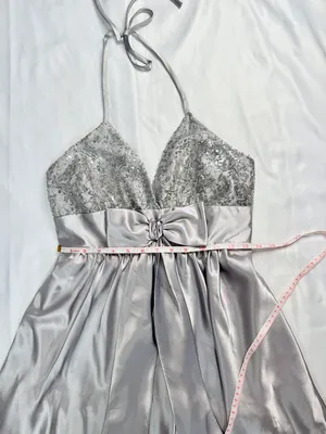 Fiesta Fashion Sparkly Glitter Silver Metallic Deep V Halter Mini Homecoming Dress - S thumbnail 15