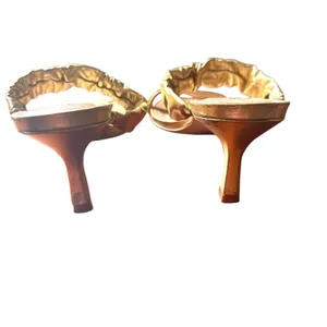 SAKS FIFTH‎ AVENUE Gold Strappy Heeled Sandals Sz 6 thumbnail 2