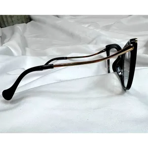 Chic Elegant Gold Detailed Clear Lens Black Frame Glasses thumbnail 7
