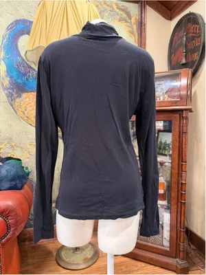 J.Crew Tissue Turtleneck Top Womens Size Large L Black Long Sleeve Cotton Knit thumbnail 6