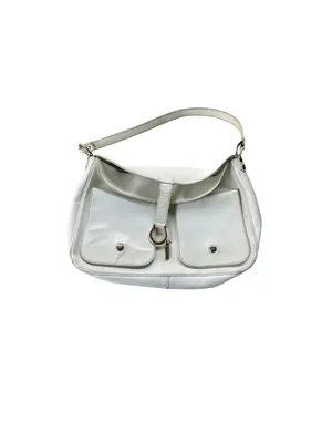Kate Spade cream leather saddle bag with gold tone accents fair condition thumbnail 2