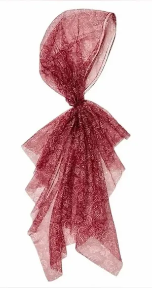 Free People Amelia Mesh Burgundy Paisley Shimmer Head Scarf(One Size) thumbnail 1