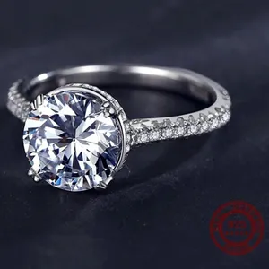 Sterling Silver SIZE 5 925 Luxury Sparkling Clear CZ Wedding Ring thumbnail 2