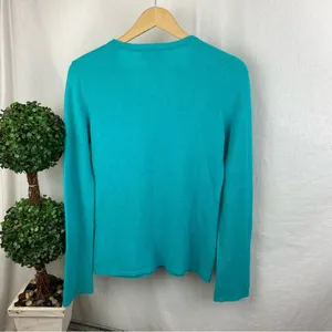 100% Cashmere Blue Long Sleeve V Neck Sweater From Peck & Peck M thumbnail 3