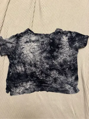 Black & Gray Tie-Dye Crop Top thumbnail 2