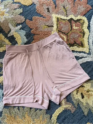 Cozy Earth Women's Blush Short-Sleeve Pajama Shorts‎ with Contrast Trim Tannish thumbnail 4