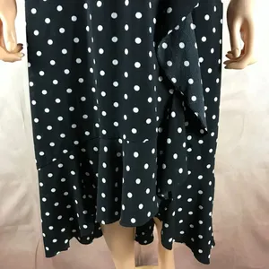 SANGRIA Black/White Ruffled Polka Dot Midi Dress Size 2 thumbnail 4
