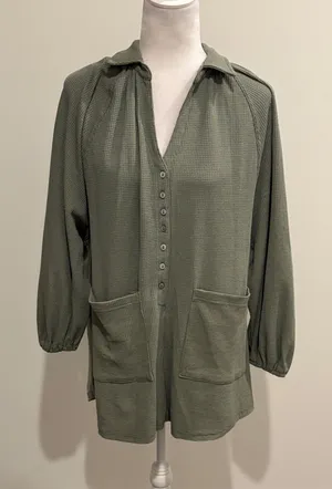NWT Entro Waffle Weave Front Pocket Shirt Sz M thumbnail 1