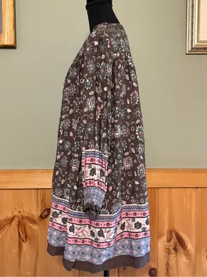 Natural Life Dara Bohemian Floral Tunic Dress in a brown & pink floral print S thumbnail 5
