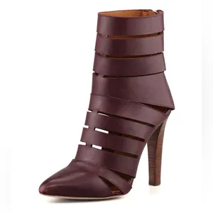 Rebecca Minkoff Derea Chocolate Burgundy Leather Cutout High Heel Boots size 10 thumbnail 1