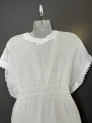 SeaSpice Cover Up Womens Medium White Crochet Mesh Lace Trim Beach Tunic Swim thumbnail 9