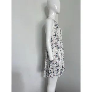 O’Neill Women’s Mini Dress Size S White Floral Print Halter Neck Rayon Beach thumbnail 4