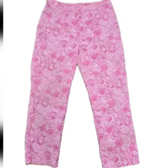 Lilly Pulitzer Womens Pink Seashell Cropped Straight Leg Pants Size 4 thumbnail 4