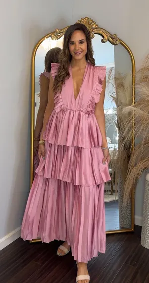 NWT Ruffle Tier Maxi Dress from Confete Pink thumbnail 1