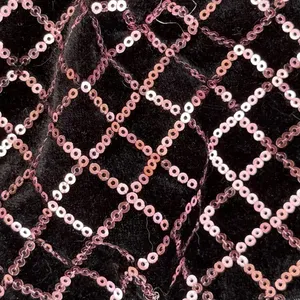 Velvet Sequin Mask in Black and Purplish Pink thumbnail 2
