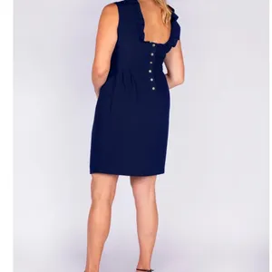 Camlyn Beth Navy Blue Sleeveless Ruffle Neck‎ Button Back The Go Go Dress Size 2 thumbnail 3