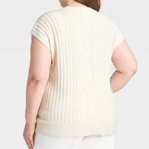 Universal Threads V-Neck Cable Knit Sweater - Cream thumbnail 2