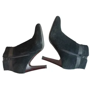 Tory Burch Bristol 85mm Black Suede Gold Logo Ankle Booties 7.5 thumbnail 6