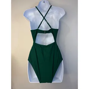 Cupshe Womens Forest Green Cutout Halter One Piece Swimsuit Size S thumbnail 4