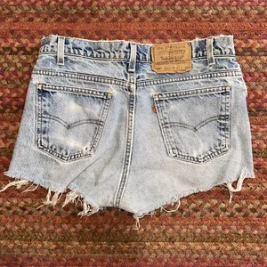 VTG LEVIS 505 CLASSIC heavy distressed DENIM CUT OFF SHORTS ORAGE TAB thumbnail 5