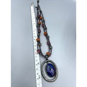 Laura Ashley Necklace Beaded Chocker Metal Silver Colored Boho‎ thumbnail 7