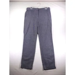 Zara Blue Linen Blend High Waist Straight Leg Trouser Pant Sz Large Minimalist thumbnail 4