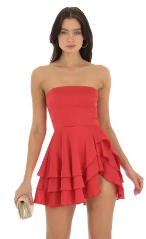 Lucy in the sky red ruffle dress thumbnail 1