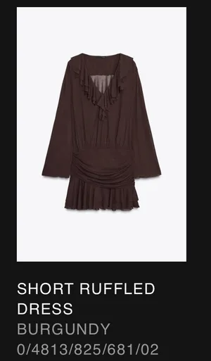 Zara Dark Brown Ruffle Mini Dress thumbnail 2