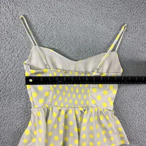 Zara Polka Dot Peplum Top Women S‎ Yellow Grey Sweetheart Bustier Cami Retro Pinup thumbnail 6
