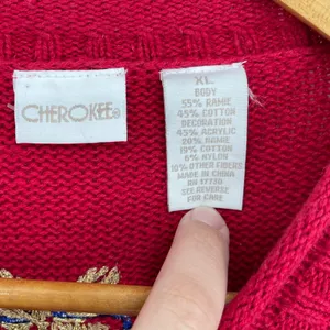 Cherokee Red Teddy Bear Christmas‎ Holiday Present Sweater Womens XL Uique thumbnail 6