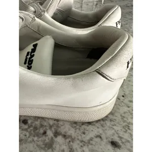 Prada white leather womens sneakers shoes 35 USED thumbnail 7