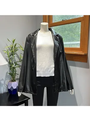 SheIn Black Faux Leather Jacket Women's Large thumbnail 4