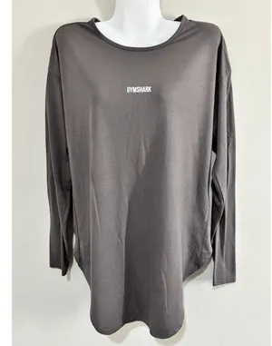 GymShark Open Back Ark Long Sleeve Shirt Women’s Medium Athletic Gray Top thumbnail 9