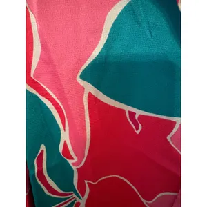 Entro Women Pink Teal Abstract Floral Satin Button Down Blouse Long Sleeve Small thumbnail 4