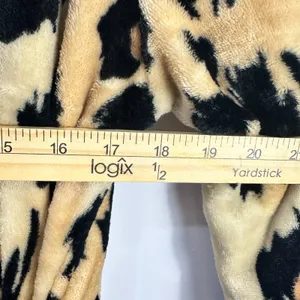 ASOS Leopard Print Robe Womens XS Tan Black Hooded Fleece Animal‎ Loungewear thumbnail 6